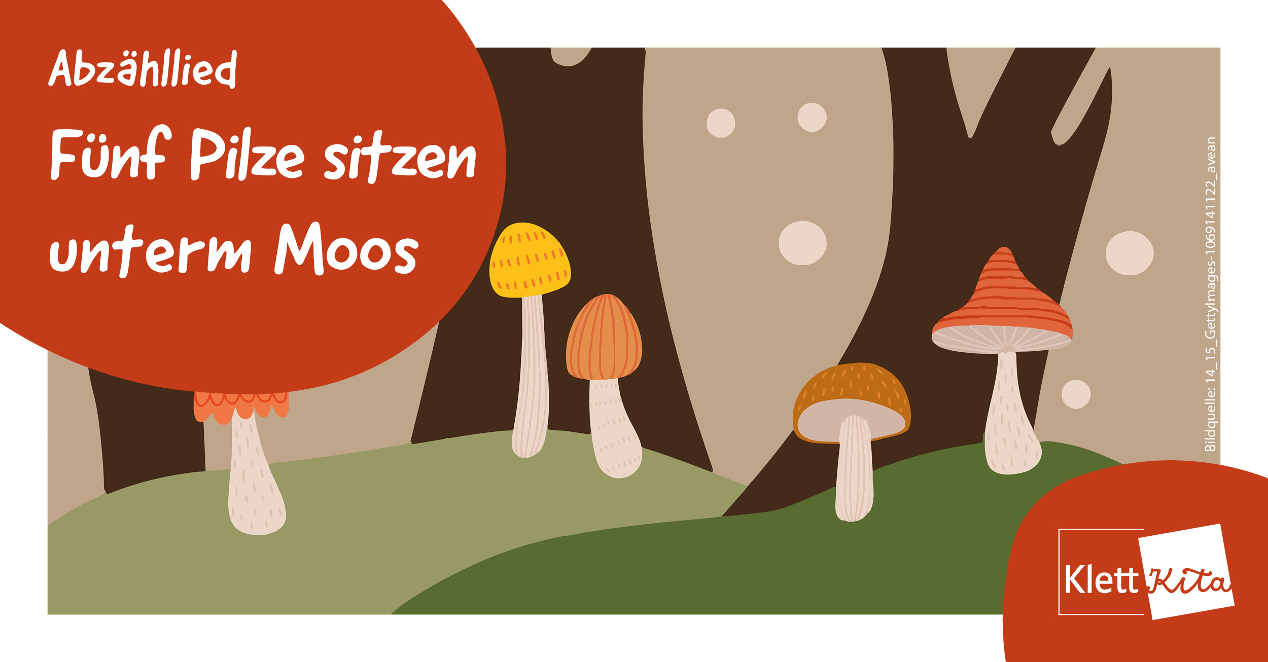 Fünf Pilze sitzen unterm Moos